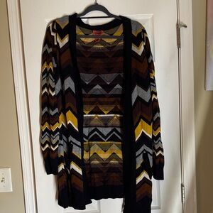 Missoni Chevron Cardigan in Black, Brown, Yellow, and Gray